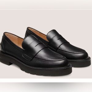STUART WEITZMAN Ultra Lug Penny Loafer blk Smo-smooth Calf SC868. Size 38 / 7.5B